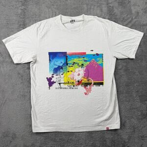 Katsushika Hokusai UT Uniqlo Shirt Mens L Crew Neck White Art Tee Short Sleeve